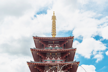 The five-storied pagoda of Shitenno-ji temple in Osaka cityのeditorial素材