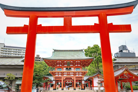 Scenery of the Ikuta jinja shrine in Kobe cityのeditorial素材