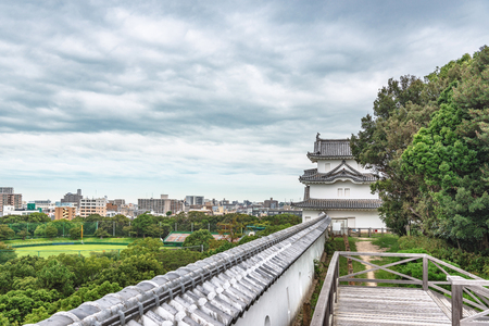 Akashi castle and cityscape of Akashi city, Japanのeditorial素材