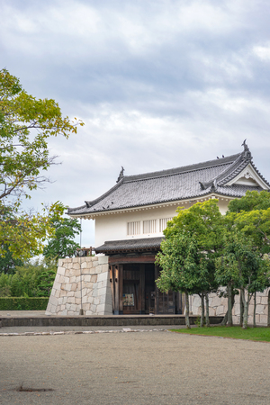 Honmaru gate mon of the main enclosure of the Ako castle in Ako city, Japanのeditorial素材