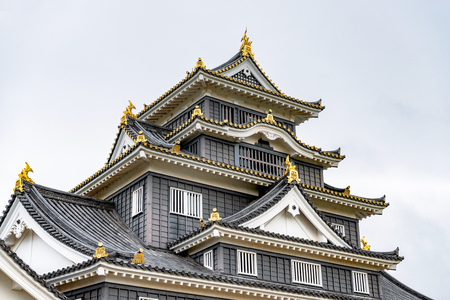 Castle tower of the Okayama castle in Okayama city, Japanのeditorial素材