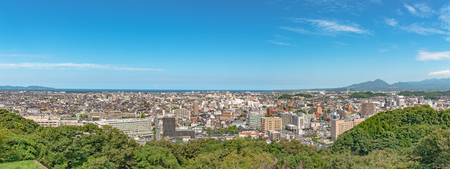 Cityscape of the Yonago city from the Yonago castle in Japan