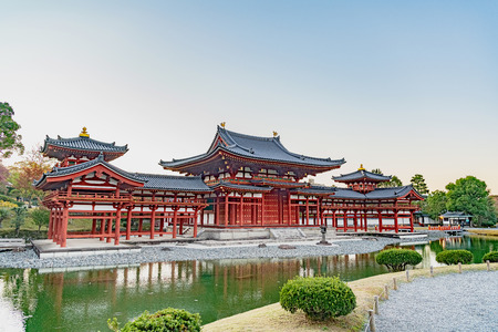 Phoenix Pavilion of Byodoin Temple in duskのeditorial素材