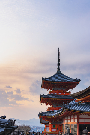 Evening scenery of the Kiyomizu-dera Temple in Kyoto, Japaのeditorial素材