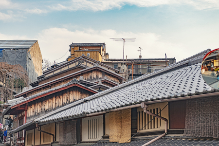 Row of houses in Higashiyama, Kyotoのeditorial素材