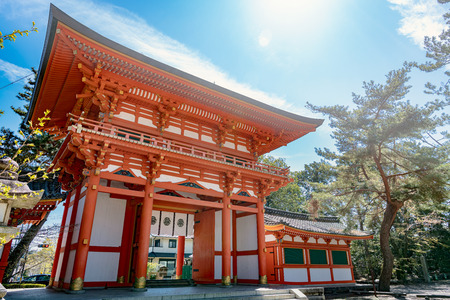Tomon Gate of the Imamiya Jinja Shrine in Kyoto, Japanのeditorial素材