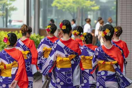 Beautiful back figure of the kimono womenのeditorial素材