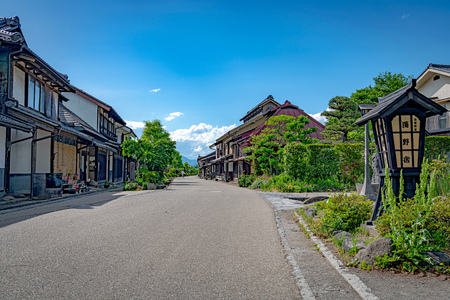 Scenery of the Unno-juku on the old Hokkoku-kiado Road in Nagano, Japanのeditorial素材