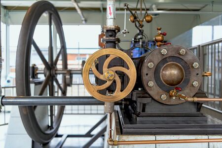 Old steam engine of the Tomioka Silk Mill in Gunma, Japanの写真素材