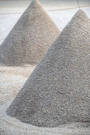 The Two Cone Shaped Sand Mounds and Tinya Hall of the Kamigamo Shrine in Kyoto, Japanのeditorial素材