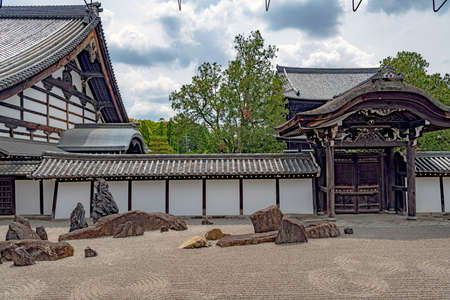 Dry Zen garden of the Tofuku-ji Temple in Kyoto, Japanのeditorial素材