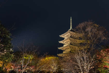 Light up scenery of the To-ji temple in Kyoto, Japanのeditorial素材