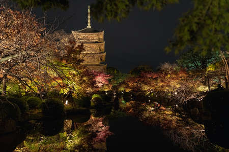 Light up scenery of the To-ji temple in Kyoto, Japanのeditorial素材