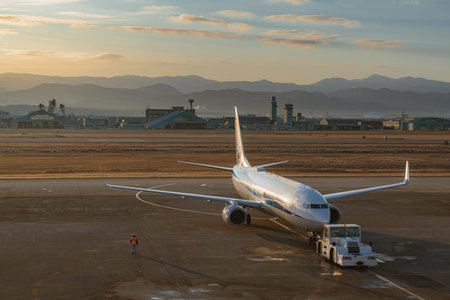 Beautiful morning sunrise at the airport
