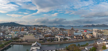 Beautiful view from the Imabari castle ruins in Ehime, Japanのeditorial素材