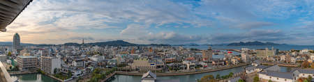Beautiful view from the Imabari castle ruins in Ehime, Japanのeditorial素材
