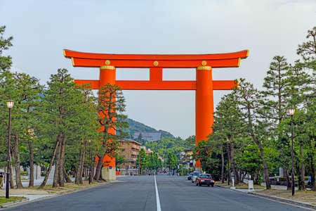 Heian-jingu Shrine Otorii of duskの写真素材