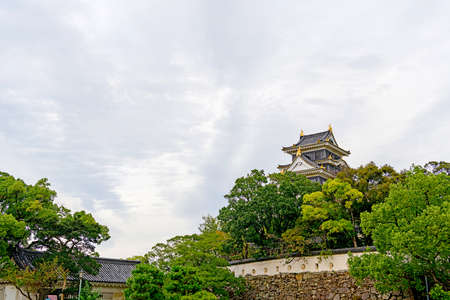 Castle tower of the Okayama castle in Okayama city, Japanのeditorial素材