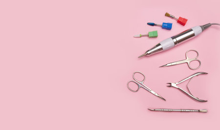 Nail tool. Professional steel manicure and pedicure tools. Manicure scissors, tongs, cutter, clipper...