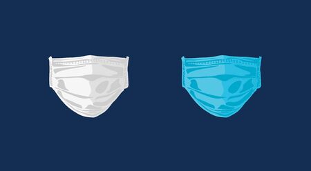 White and blue face mask medical virus protection, detailed vector on navy backgroundのイラスト素材