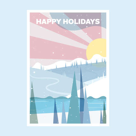 Winter holidays vector illustration poster.のイラスト素材