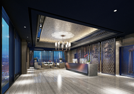 3d render of luxury hotel lobbyの写真素材