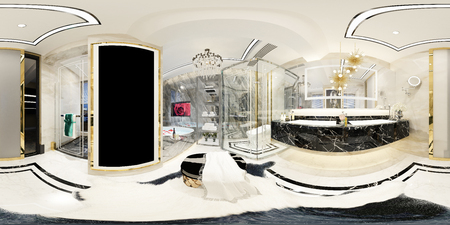 3d render of 360 degrees home interiorの写真素材