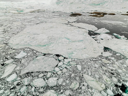Icebergs on Arctic Ocean in Greenland