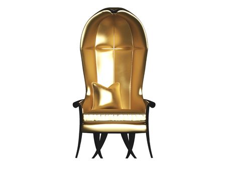 3d render of golden color armchairの写真素材