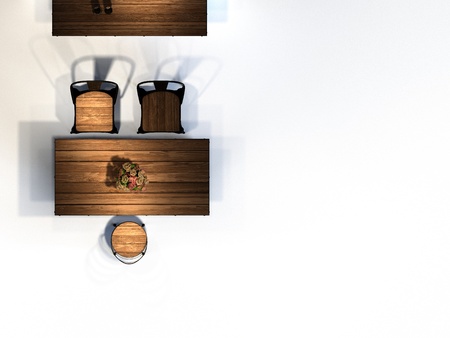 3d render kitchen table top viewの写真素材