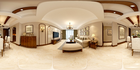 3d render 360 degrees home interiorの写真素材