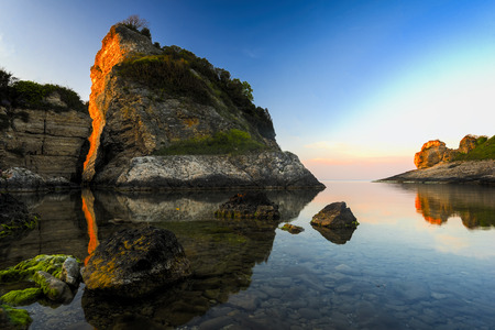 beautiful nature at sunsetの写真素材