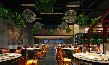 3d render of luxury restaurantの写真素材