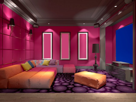 3d render home cinema theater room