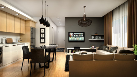 3d render of modern living room