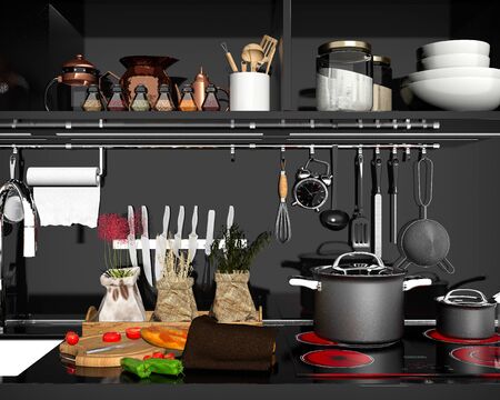 3d render of kitchen appliancesの写真素材