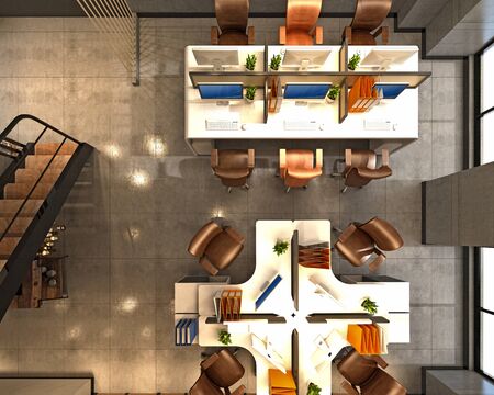 3d render of modern working officeの写真素材