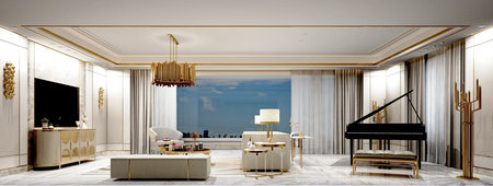 3d render of modern living room