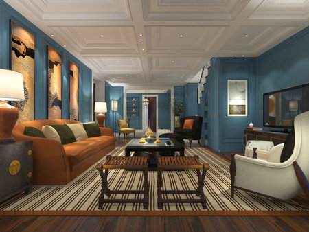 3d render home living room