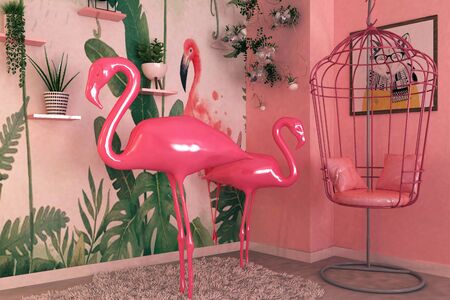 3d render of pink design beauty centerの写真素材