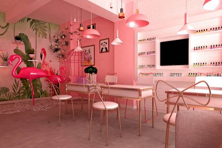 3d render of pink design beauty centerの写真素材