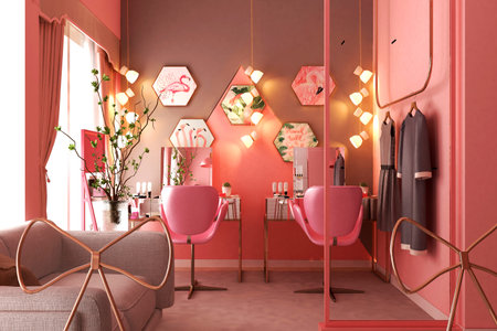3d render of pink design beauty centerの写真素材