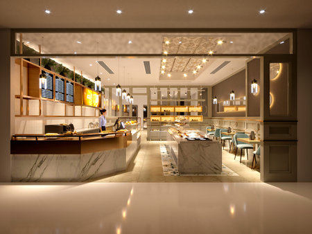 3d render cafe restaurantの写真素材