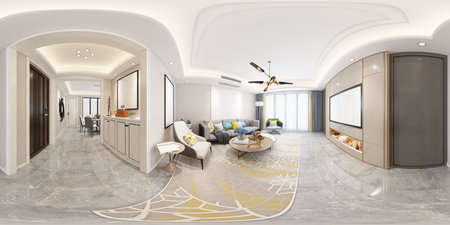 360 degrees interior architecture view, 3d rendering.