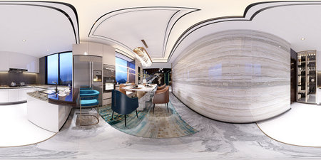 3D CG rendering of Modern luxury hotel reception hall. 3D illustration