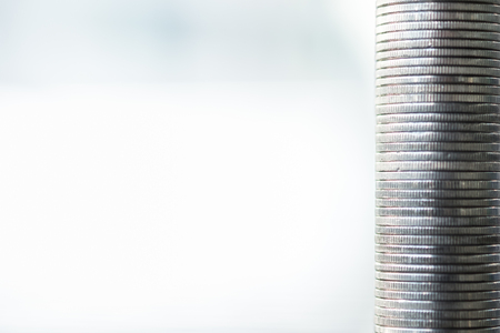 Money, stack of silver coins with copyspace for backgroundの写真素材