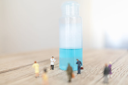 Global Healthcare, Coronavirus, Covid-19 Protection Concept. Doctor miniature figure people with...