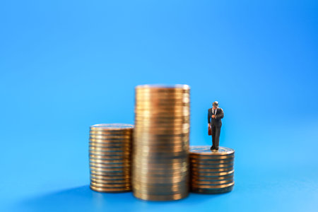 Time, Business, Money Investment and Planning Concept.  Close up of businessman miniature people...