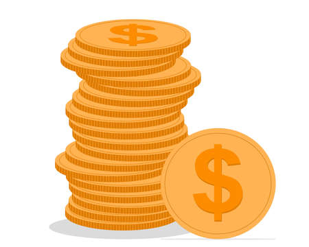 Flat design of stack of US dollar coins. Useing for Graphic and Vector Money and Business Concept.のイラスト素材