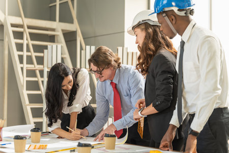 Diversity Business people work place and Construction Concept. Group of businessman and Engineer or...